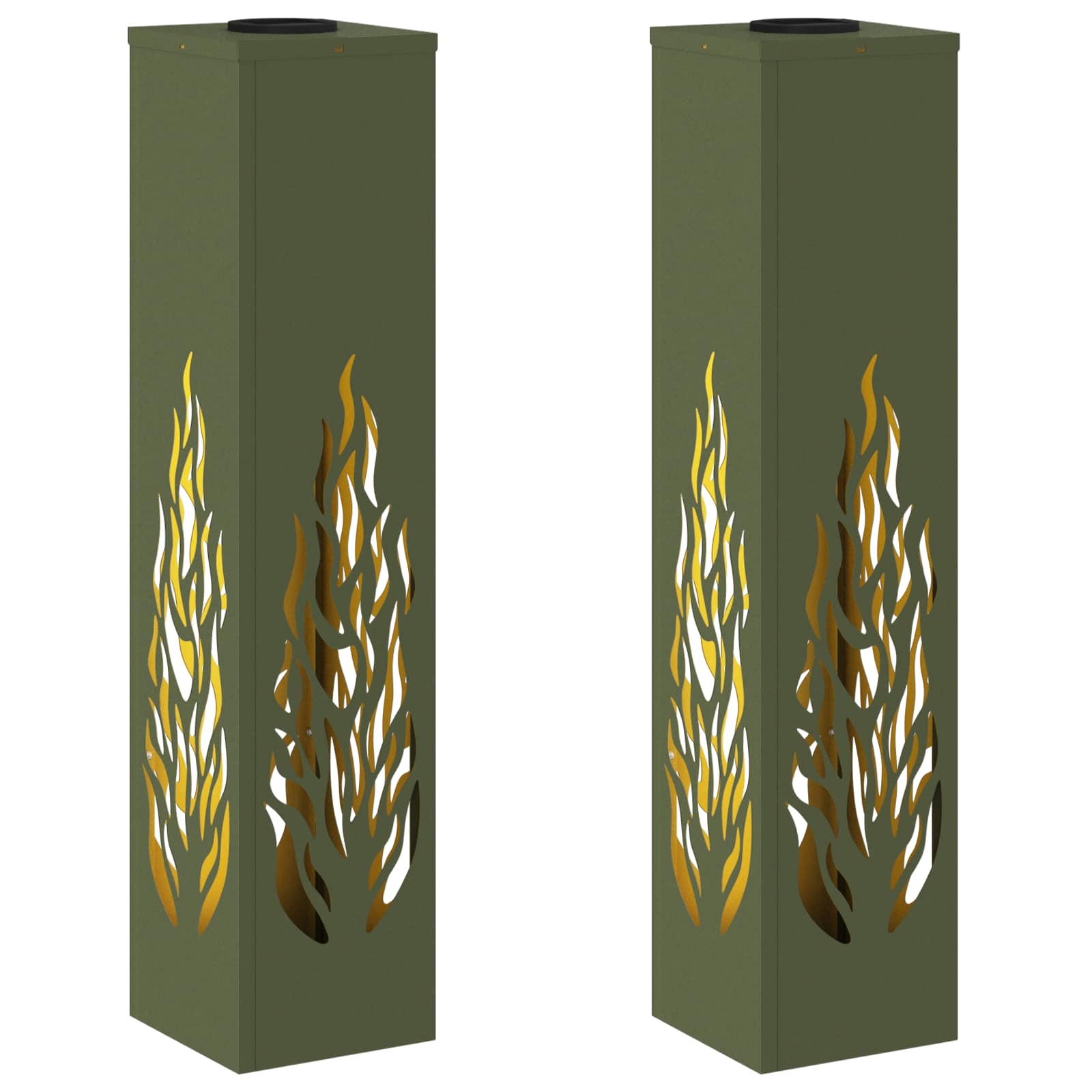 VidaXL lampe de chemin à LED solaire 2 pcs acier laminé à froid vert olive