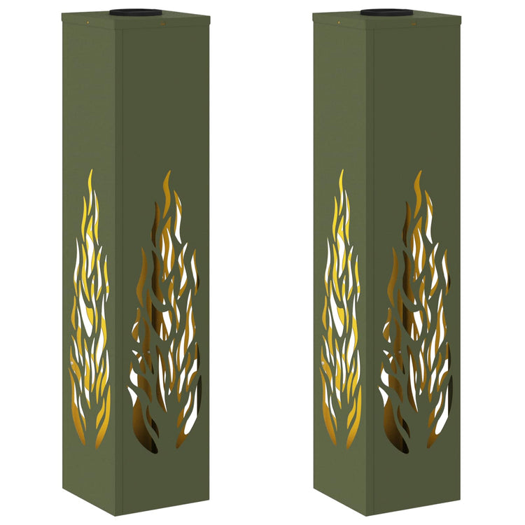 VidaXL lampe de chemin à LED solaire 2 pcs acier laminé à froid vert olive