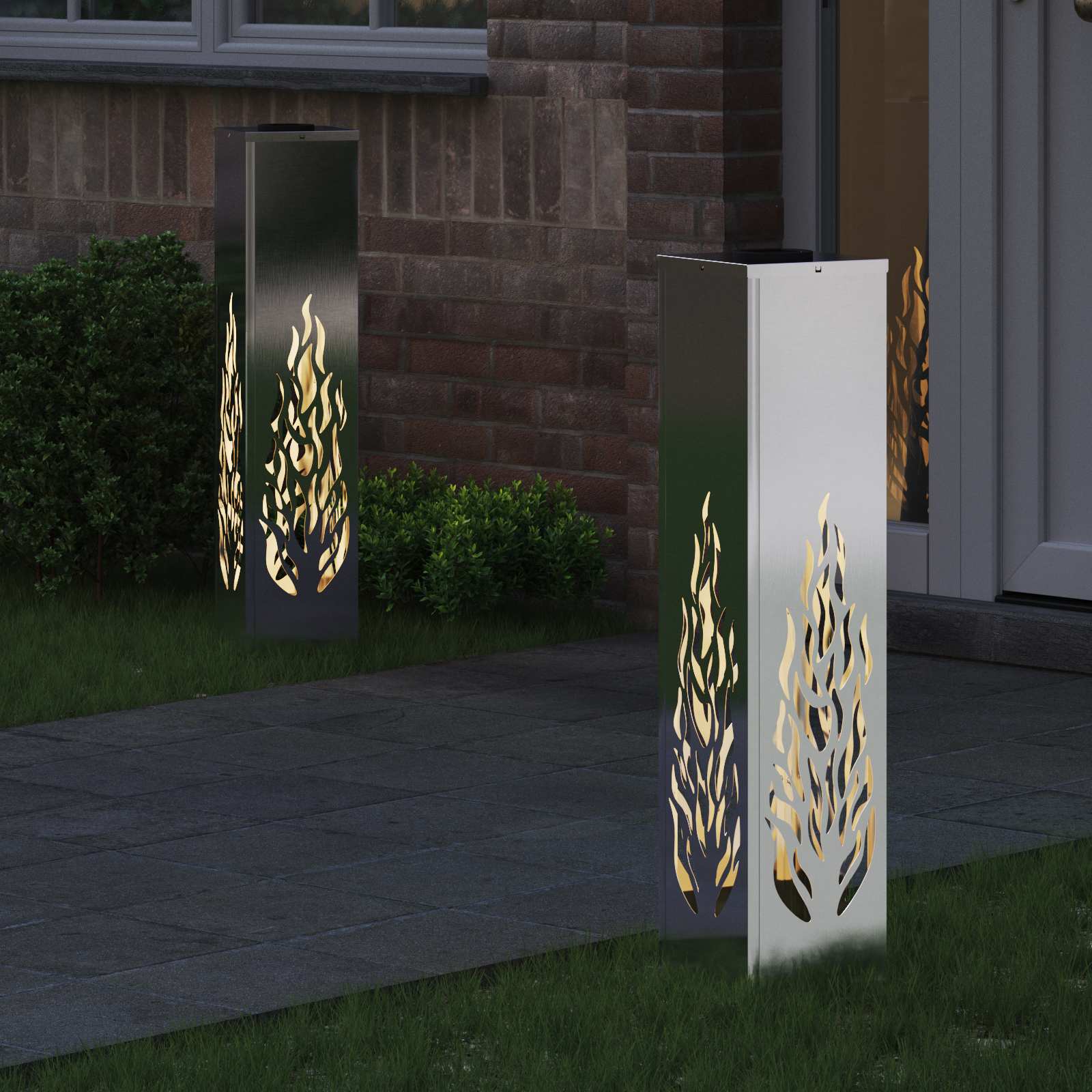 VidaXL éclairage de chemin LED solaire 2 pcs argent acier inoxydable