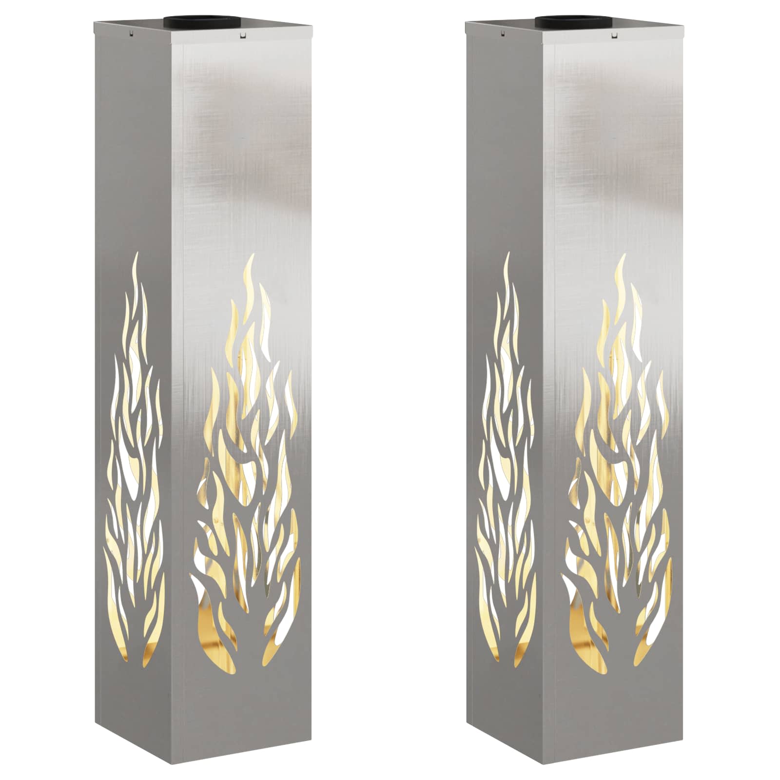 VidaXL éclairage de chemin LED solaire 2 pcs argent acier inoxydable