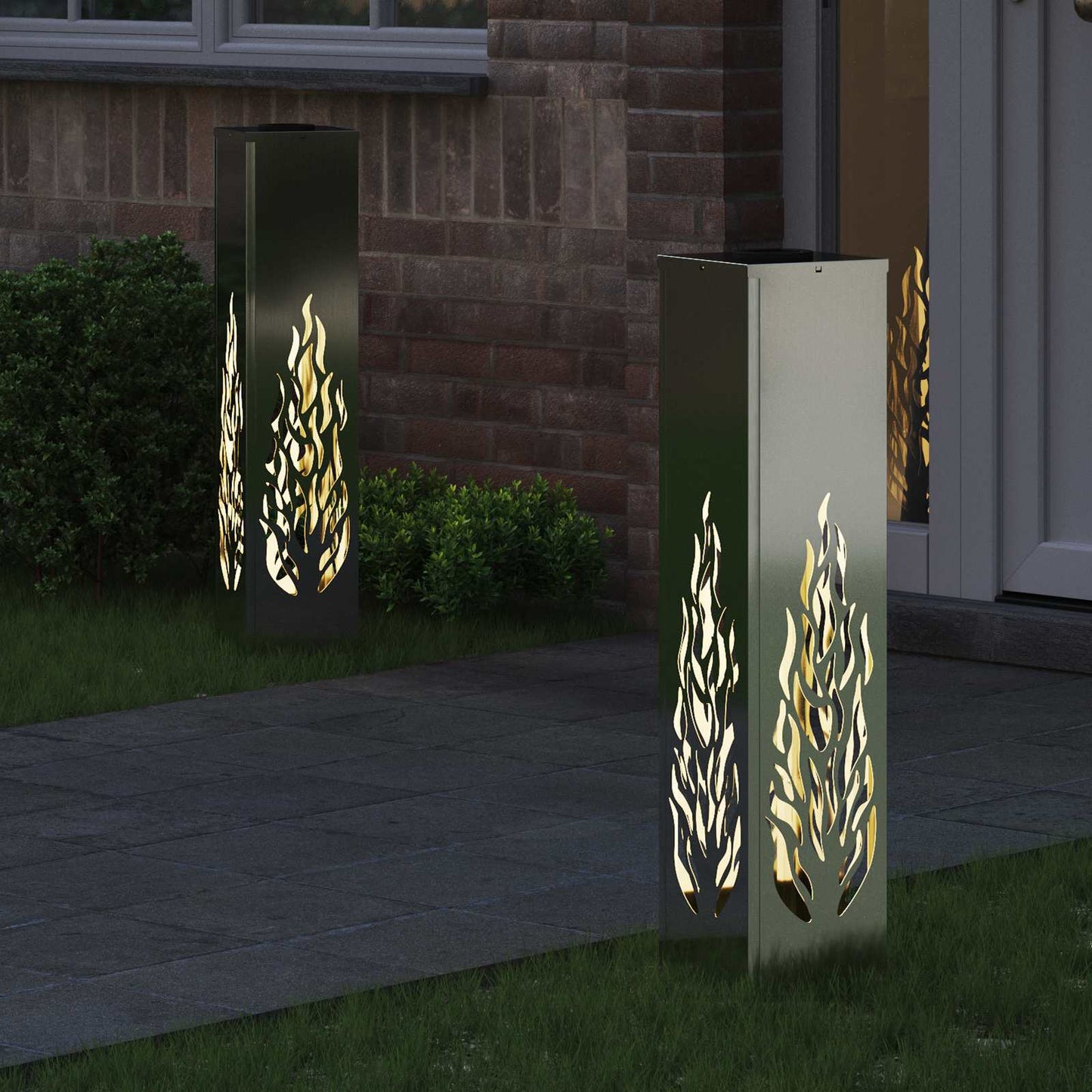 VidaXL éclairage de chemin LED solaire 2 pcs acier galvanisé argent