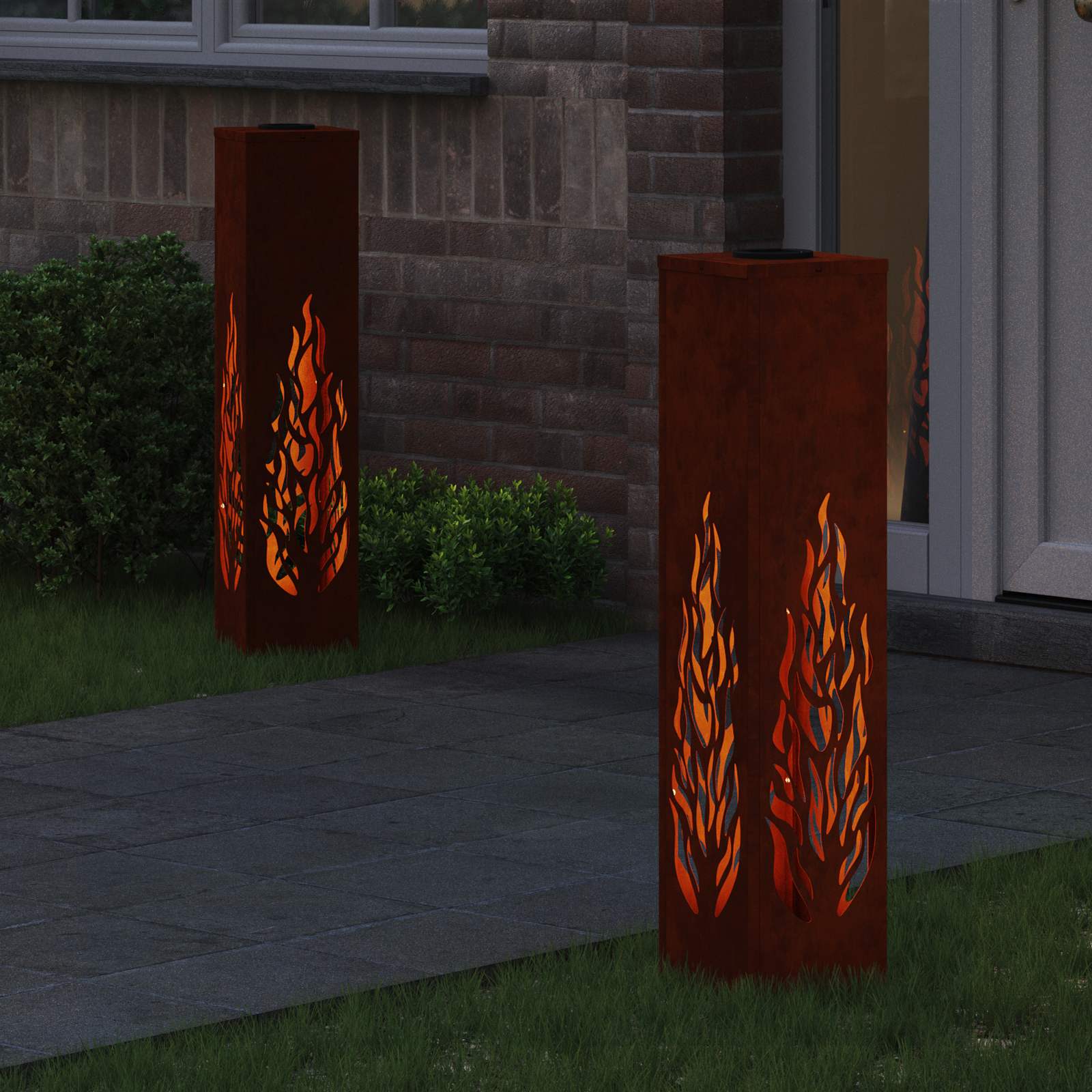 VidaXL éclairage de chemin à LED solaire 2 pcs acier corten rouillé