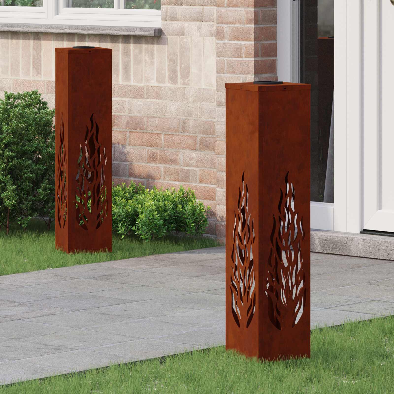 VidaXL éclairage de chemin à LED solaire 2 pcs acier corten rouillé