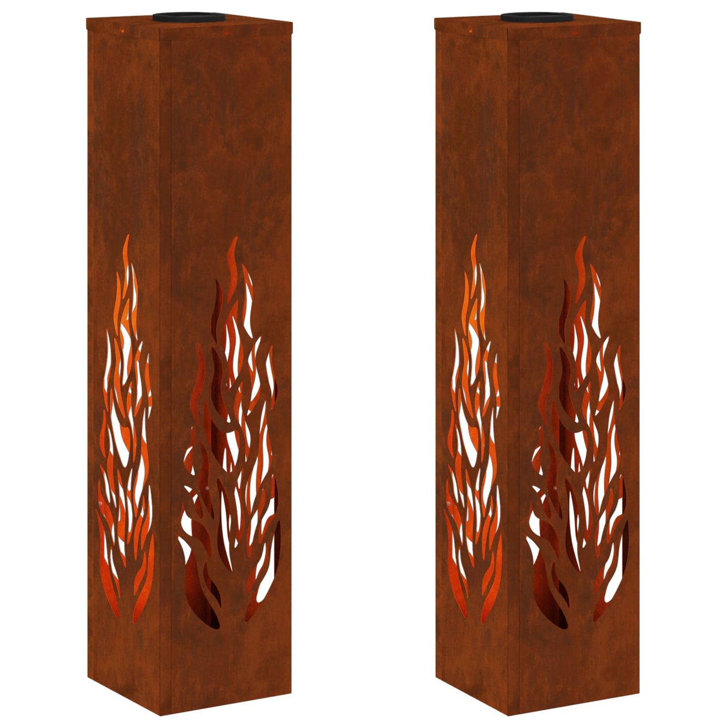 VidaXL éclairage de chemin à LED solaire 2 pcs acier corten rouillé