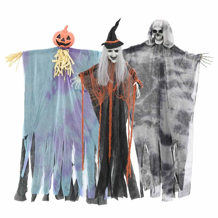 Vidaxl Halloween fantôme suspendu 3 pcs multicolore 61 x 97 cm polyester
