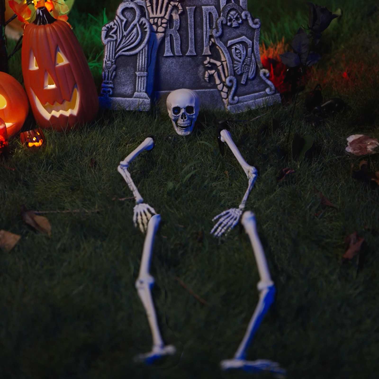 VidaXL Halloween squelette blanc 45,5 x 13 cm en plastique