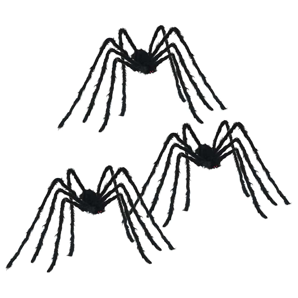 Vidaxl décoration araignée d'Halloween 3 pcs noir 200 cm polyester et acier
