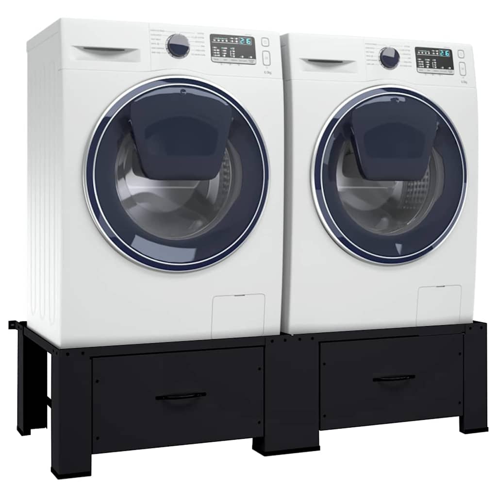 Vidaxl socle pour machine à laver 2 pcs noir 127 x 54,5 x 32,5 cm acier