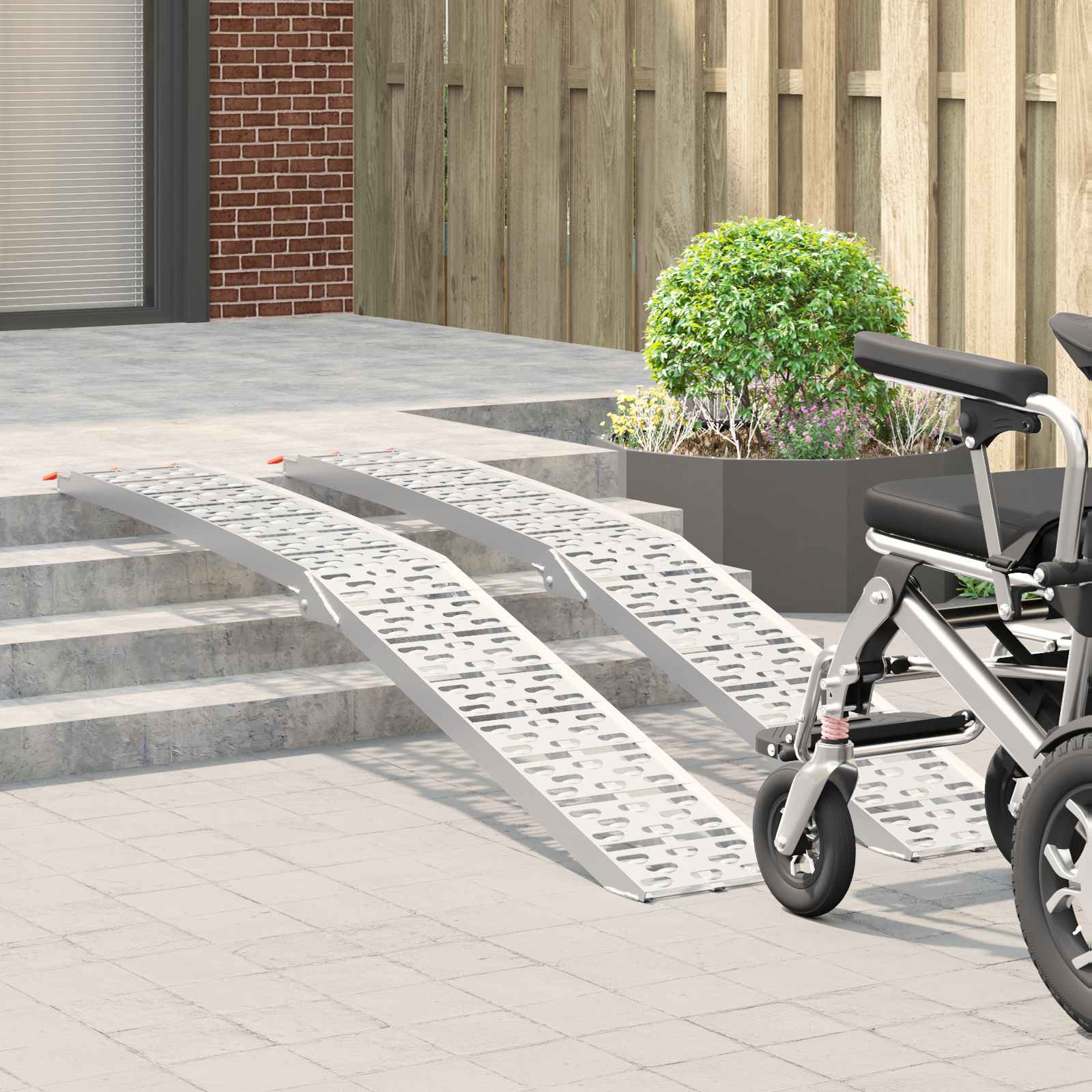 Vidaxl rampe de moto 680 kg 2 pcs argent 222 x 28 x 5 cm aluminium