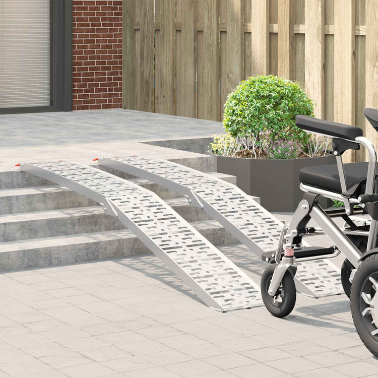 Vidaxl rampe de moto 680 kg 2 pcs argent 222 x 28 x 5 cm aluminium