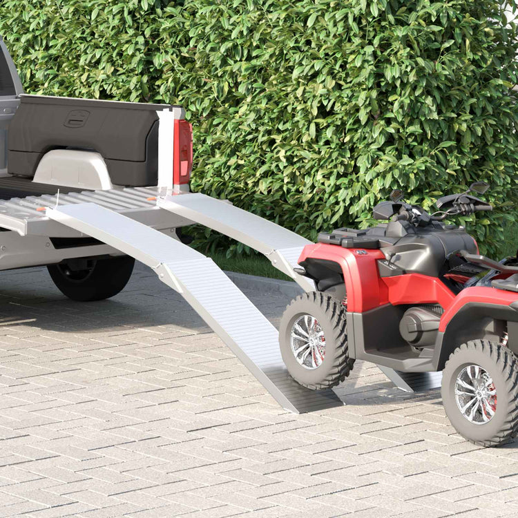 Vidaxl rampe de moto 680 kg 2 pcs argent 205 x 28 x 5 cm aluminium