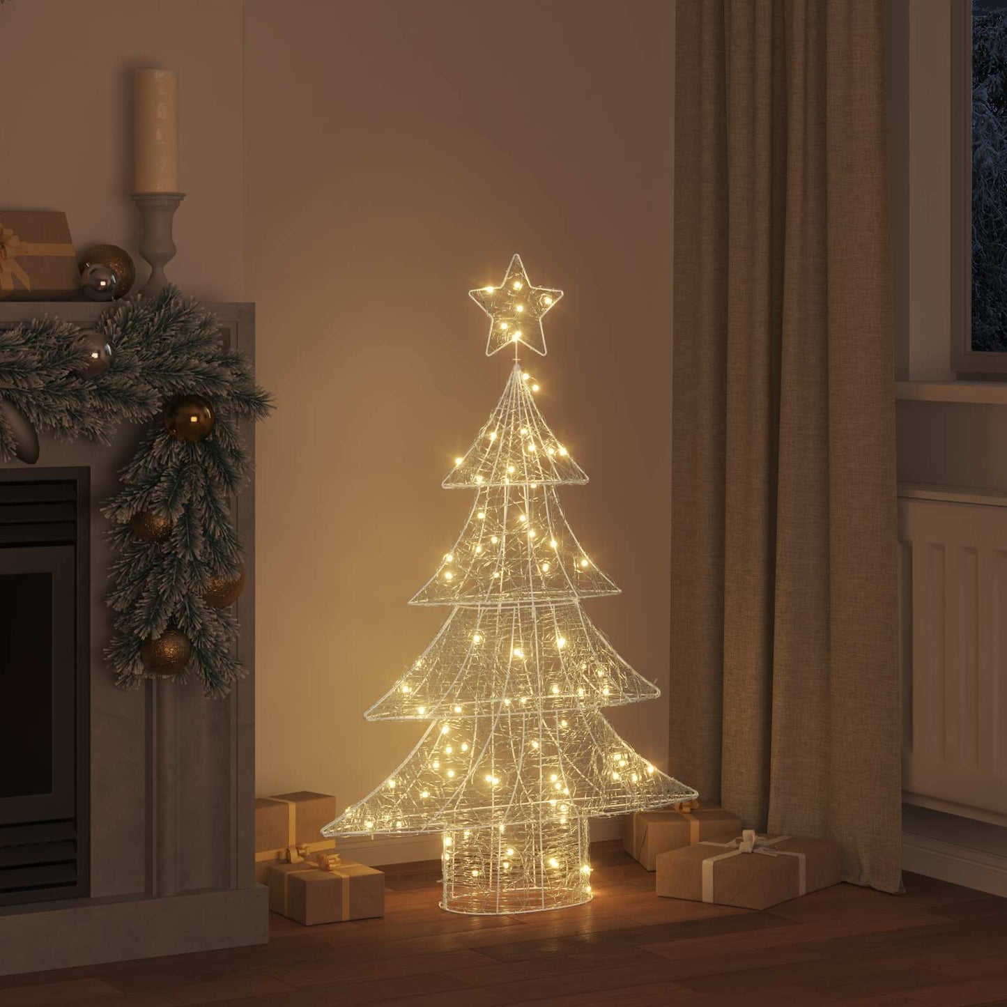 VidaXL Sapin de Noël avec 100 LED blanc chaud 120 cm acrylique