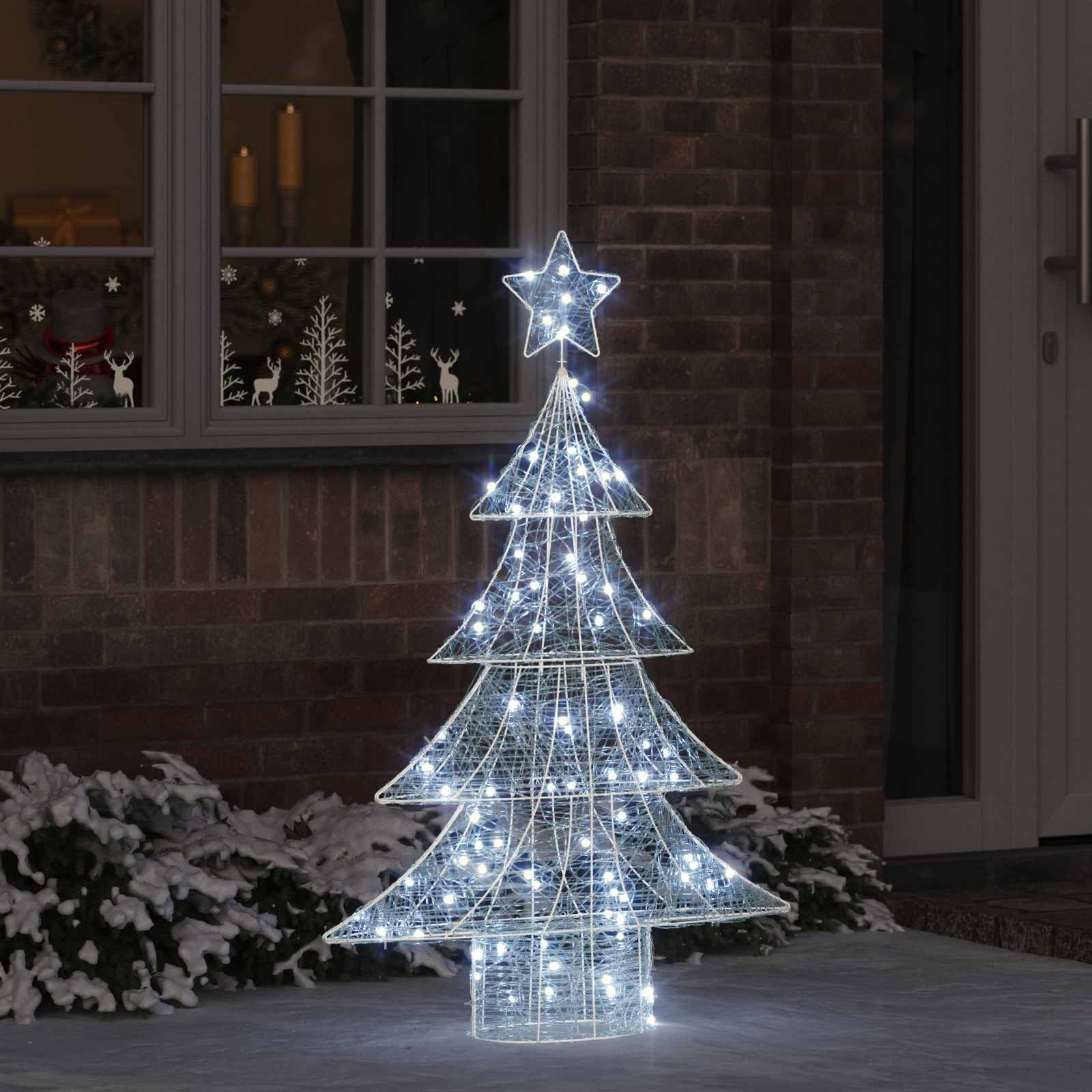 VidaXL Sapin de Noël avec 100 LED blanc froid 120 cm acrylique