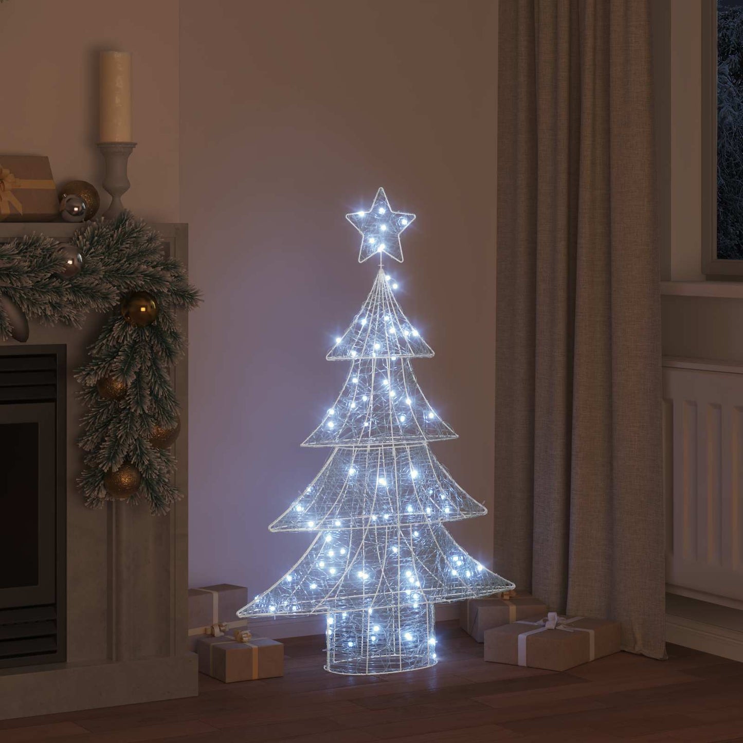 VidaXL Sapin de Noël avec 100 LED blanc froid 120 cm acrylique