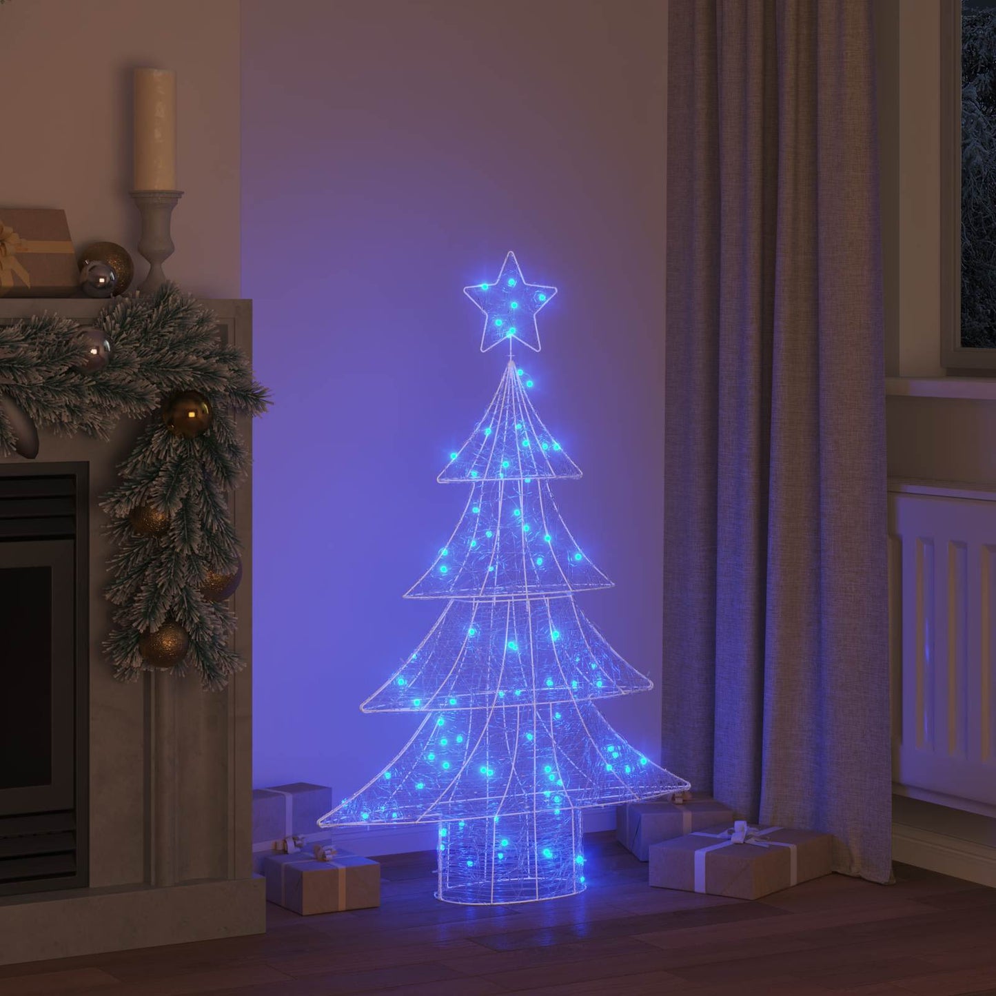 VidaXL Sapin de Noël avec 100 LED bleu 120 cm acrylique