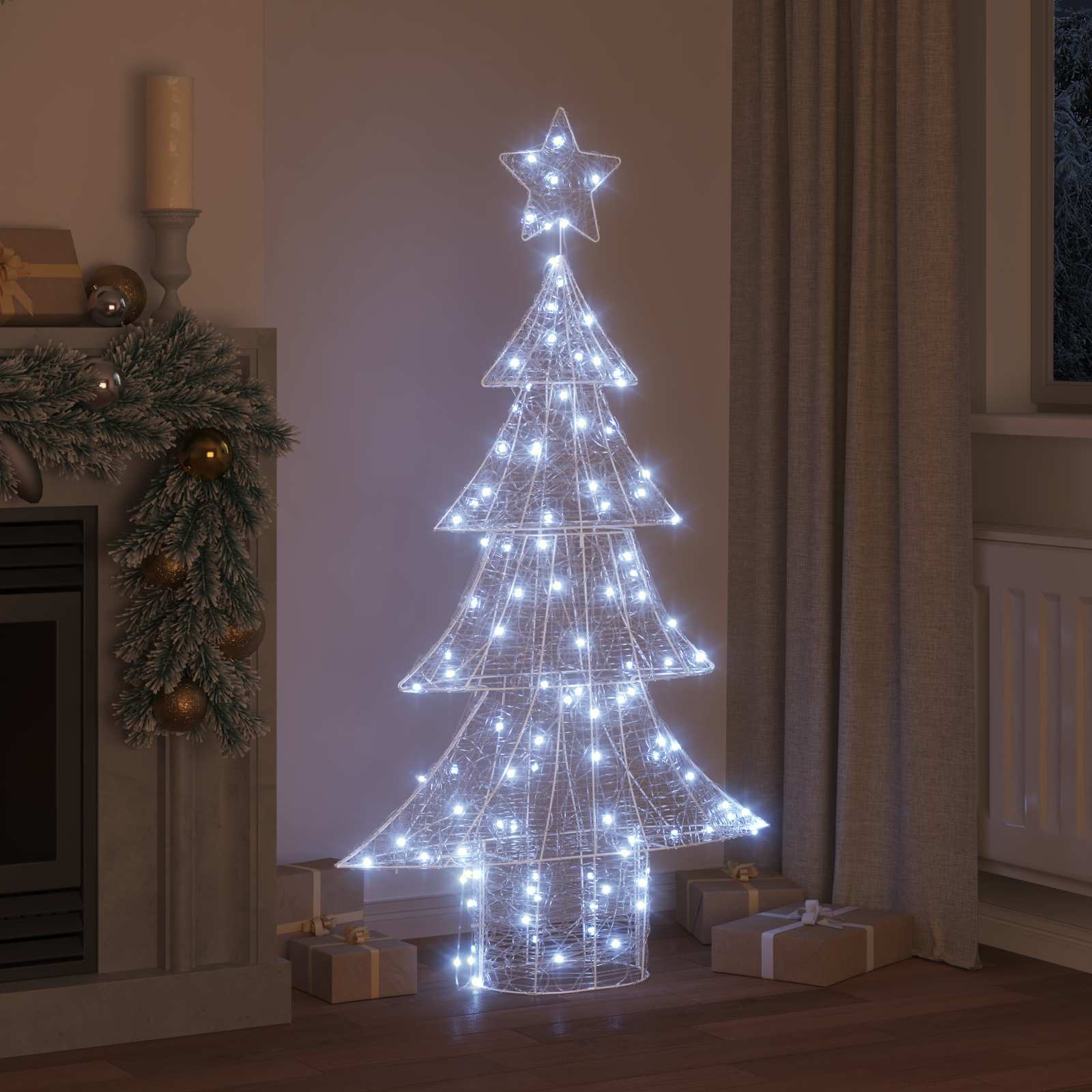 VidaXL Sapin de Noël avec 160 LED blanc froid 150 cm acrylique