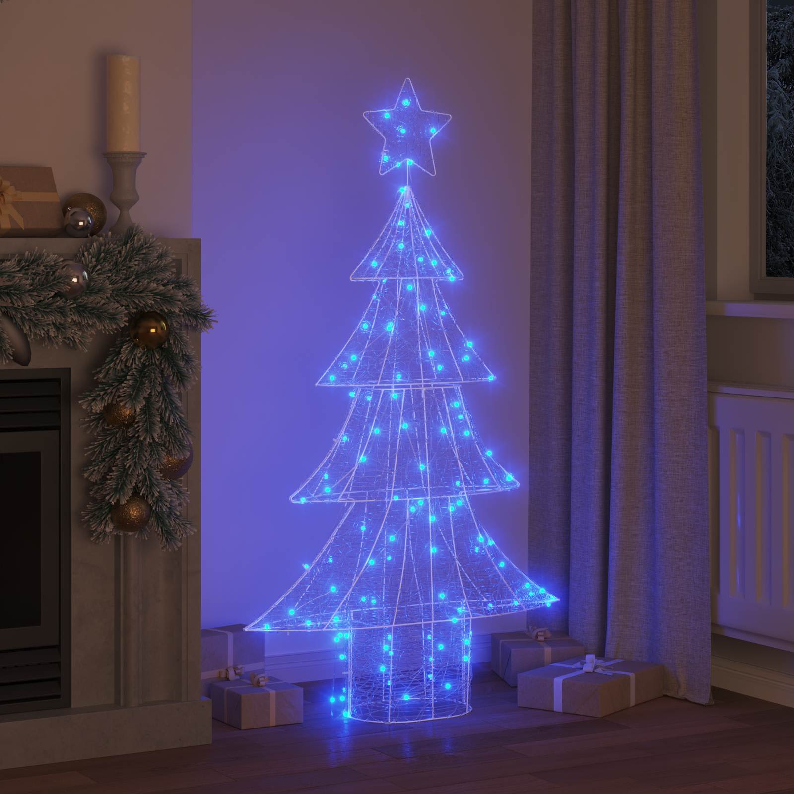 VidaXL Sapin de Noël avec 160 LED bleu 150 cm acrylique
