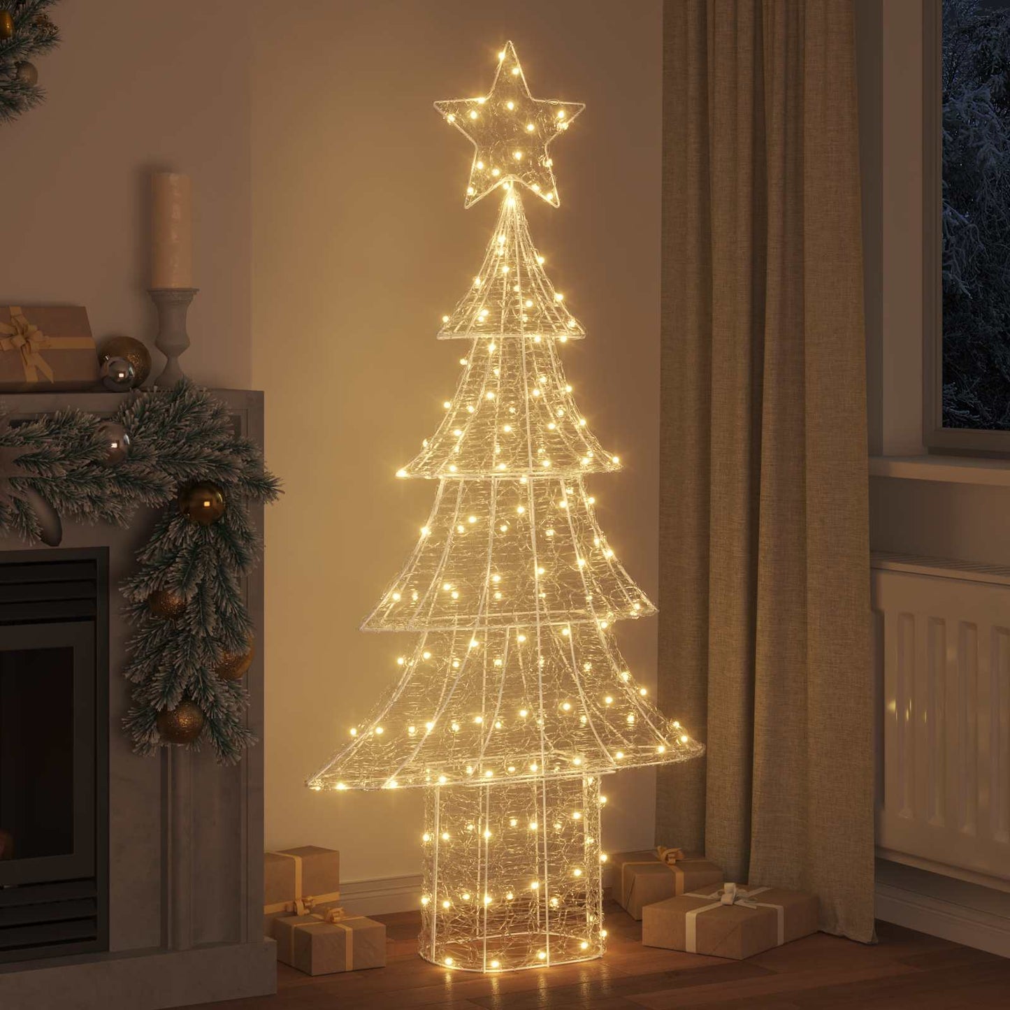 VidaXL Sapin de Noël avec 240 LED blanc chaud 150 cm acrylique