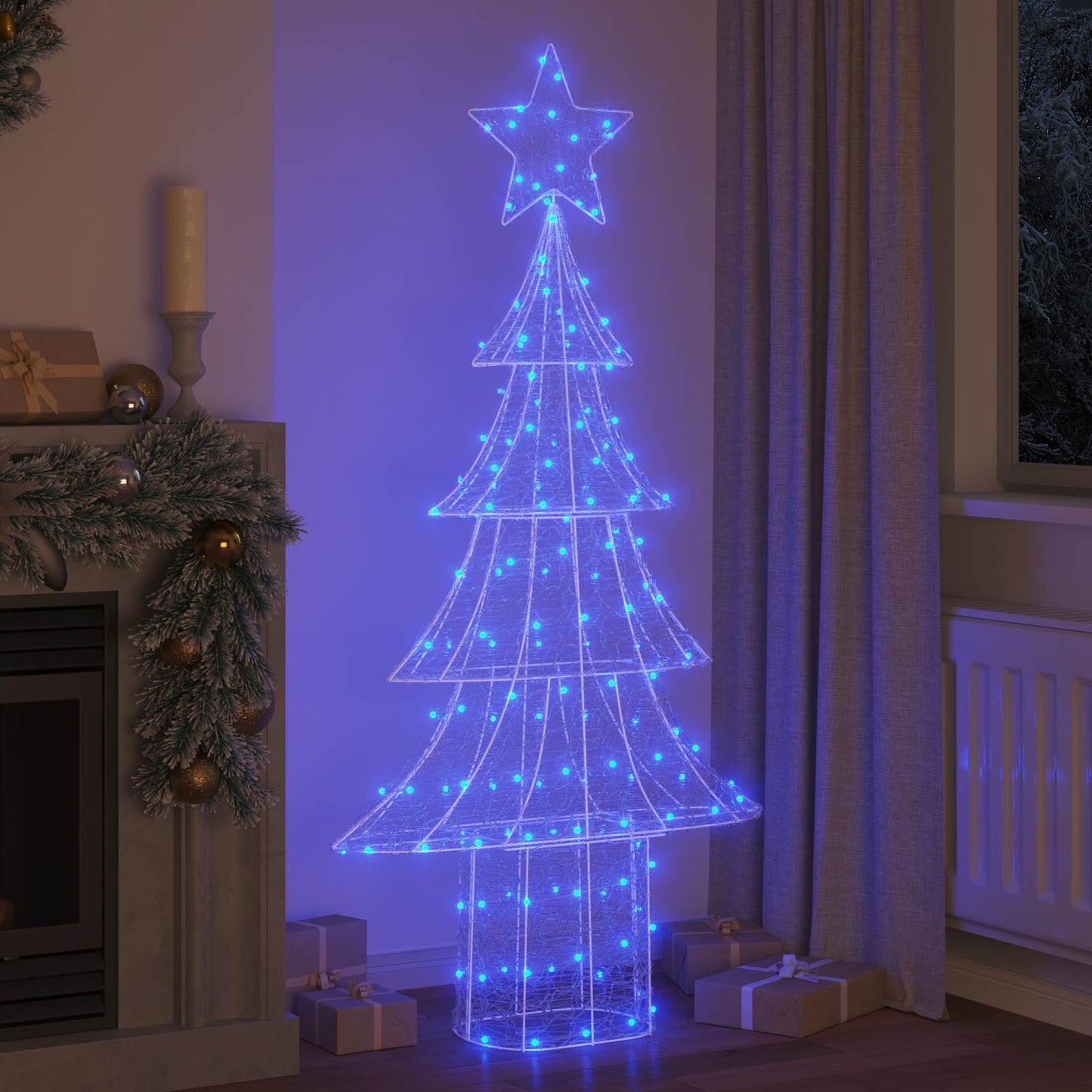 VidaXL Sapin de Noël avec 240 LED bleu 180 cm acrylique