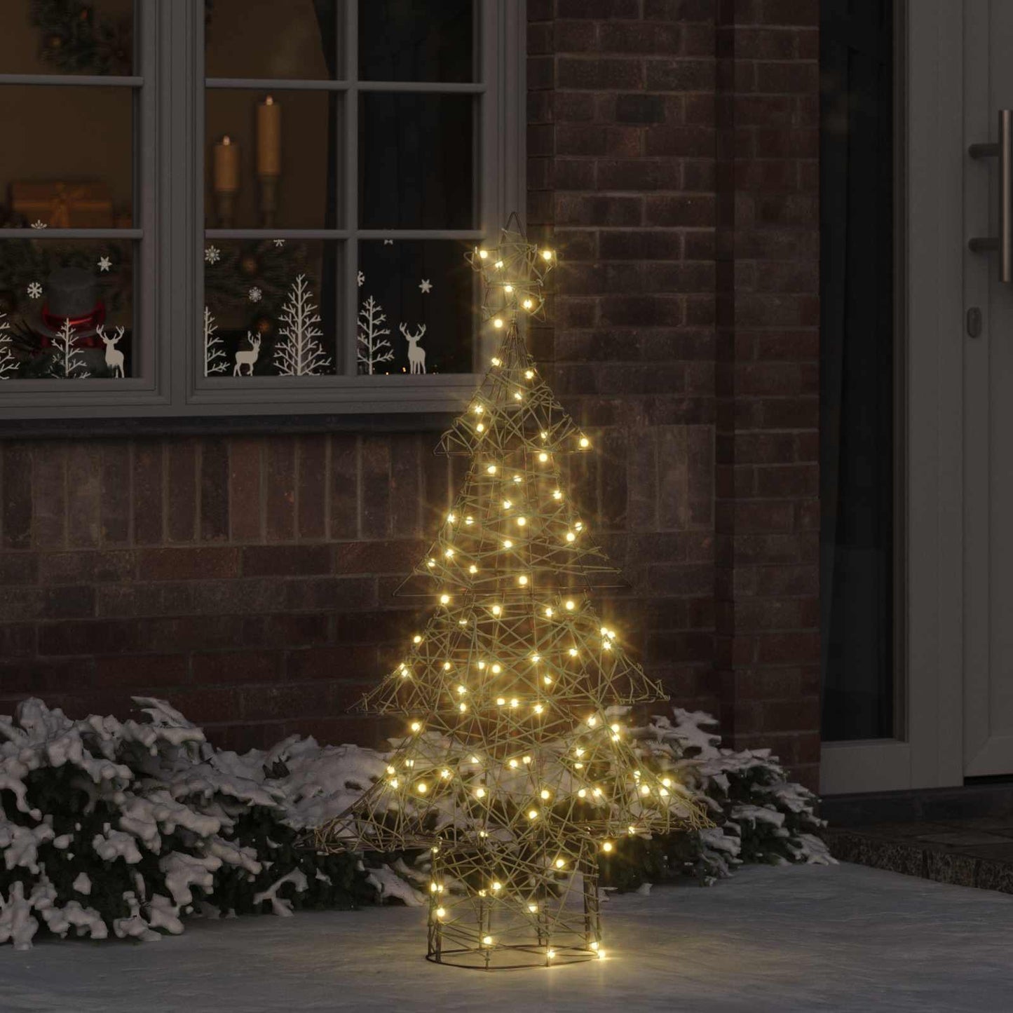 VidaXL Sapin de Noël avec 120 LED blanc chaud 150 cm rotin