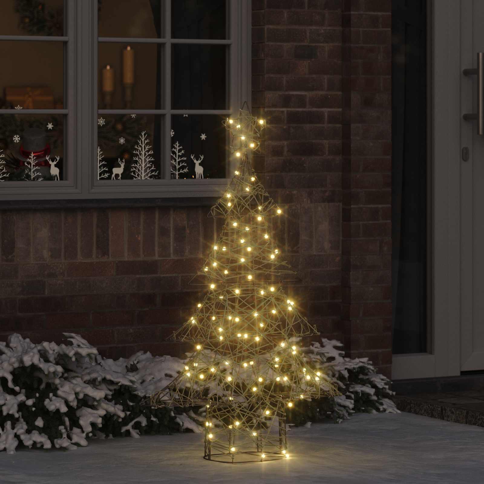 VidaXL Sapin de Noël avec 120 LED blanc chaud 150 cm rotin