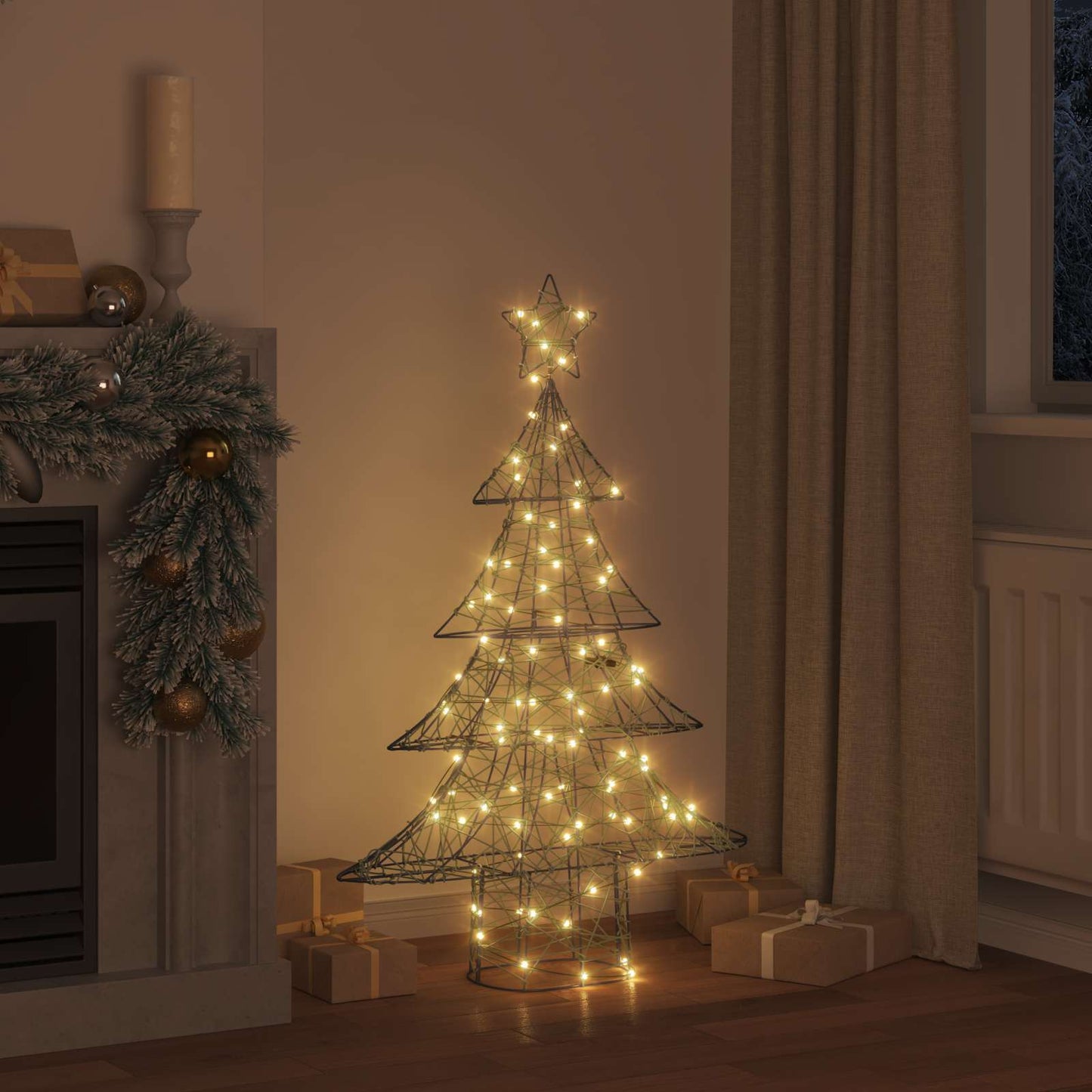 VidaXL Sapin de Noël avec 120 LED blanc chaud 150 cm rotin