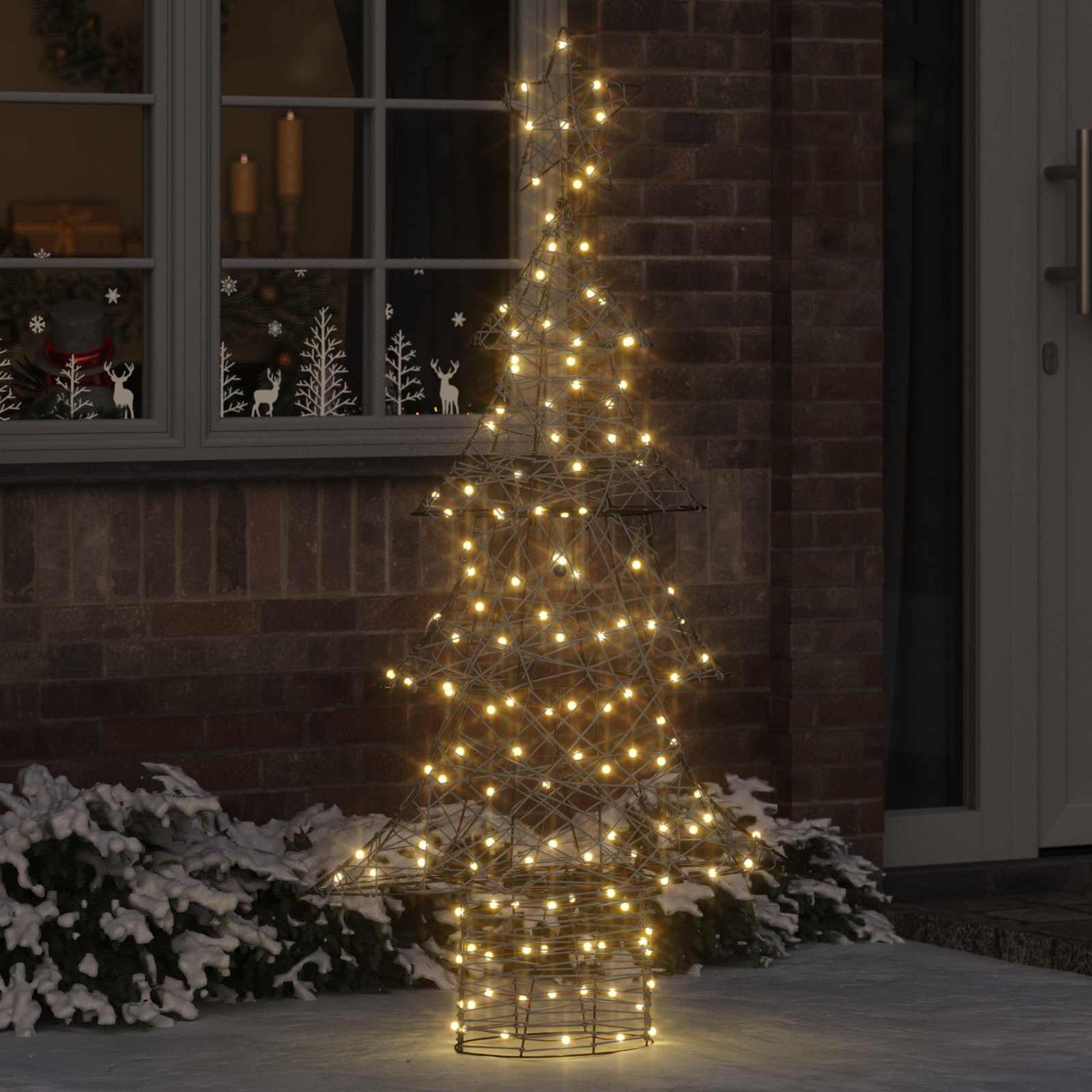 VidaXL Sapin de Noël avec 160 LED blanc chaud 150 cm rotin