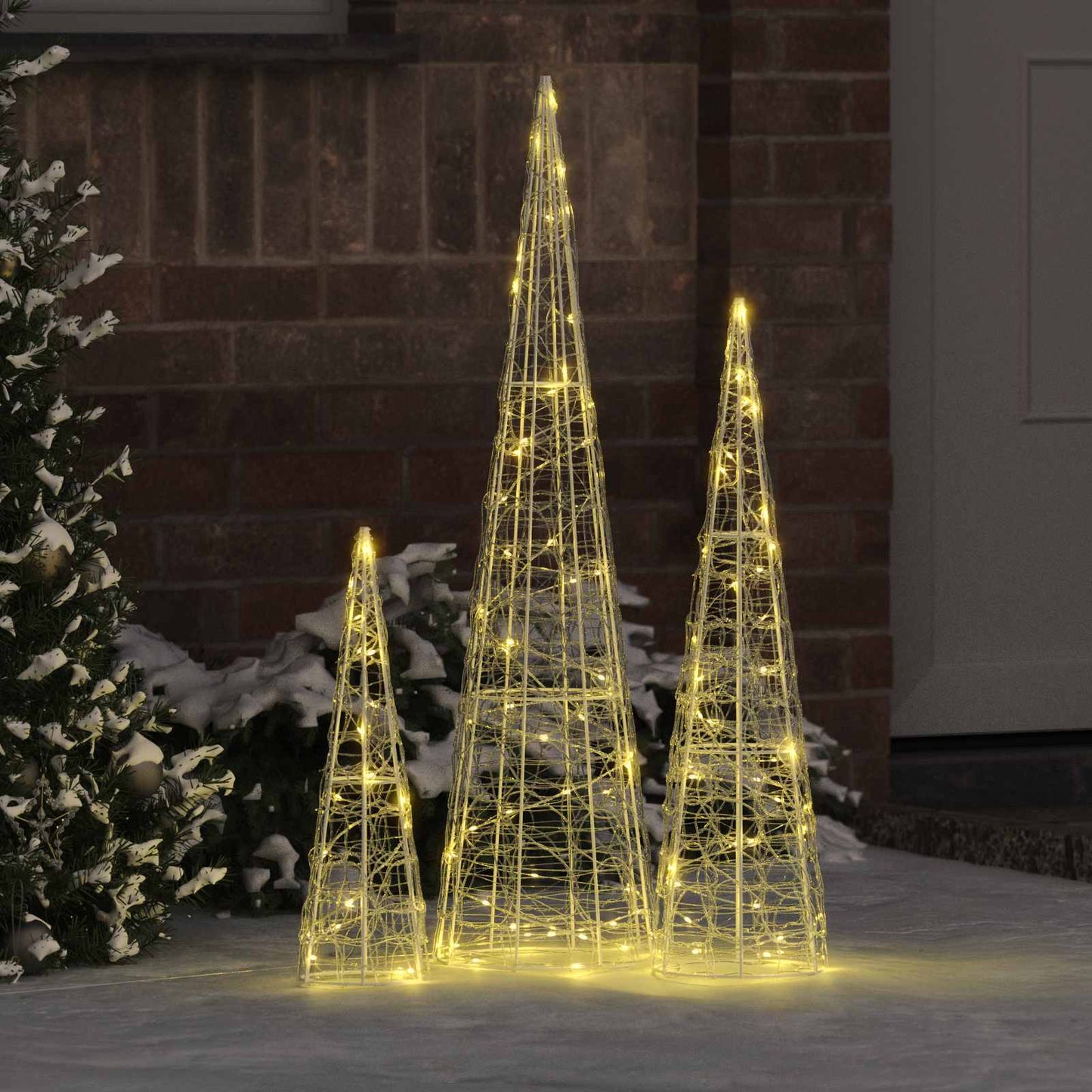 VidaXL Sapin de Noël avec 90 LED 3 pcs blanc chaud 20 x 20 x 80 cm acrylique