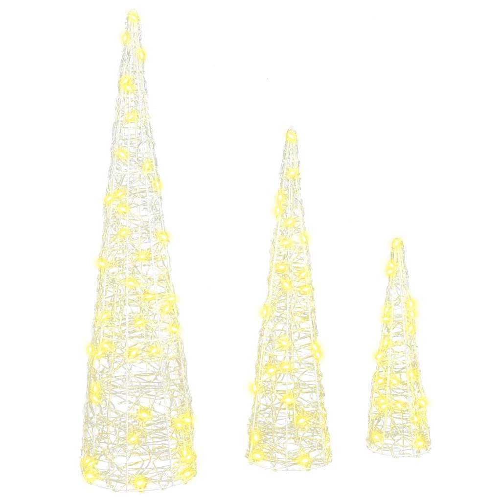 VidaXL Sapin de Noël avec 90 LED 3 pcs blanc chaud 20 x 20 x 80 cm acrylique