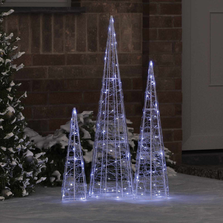 VidaXL Sapin de Noël avec 90 LED 3 pcs blanc froid 20 x 20 x 80 cm acrylique