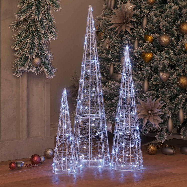 VidaXL Sapin de Noël avec 90 LED 3 pcs blanc froid 20 x 20 x 80 cm acrylique