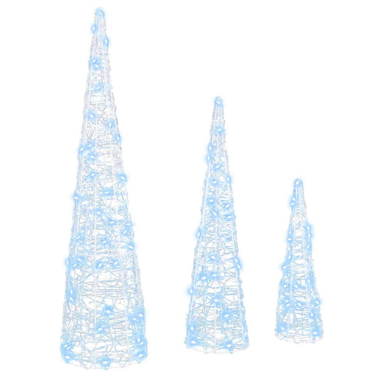VidaXL Sapin de Noël avec 90 LED 3 pcs blanc froid 20 x 20 x 80 cm acrylique