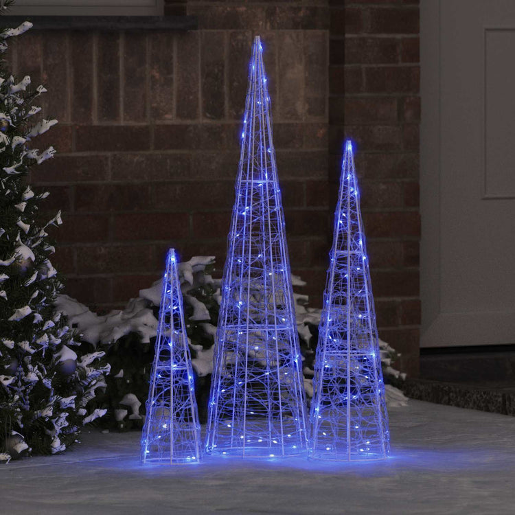 Vidaxx Sapin de Noël avec 90 LED 3 pcs bleu 20 x 20 x 80 cm acrylique