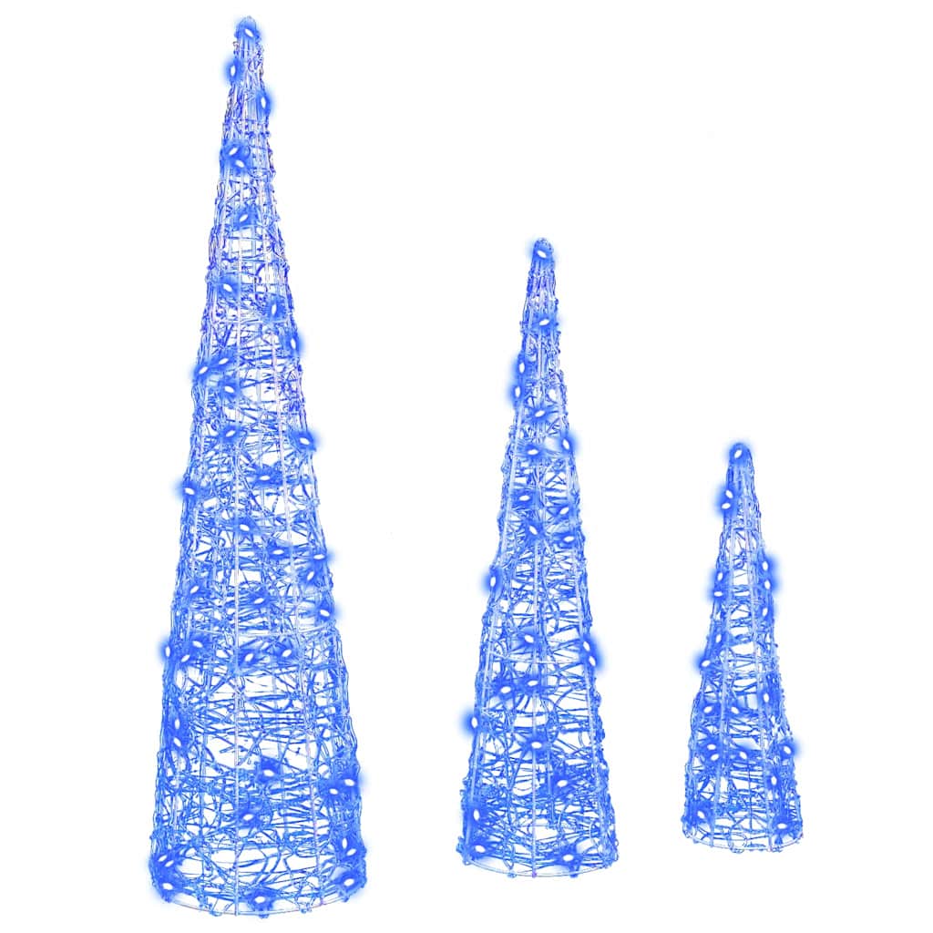 Vidaxx Sapin de Noël avec 90 LED 3 pcs bleu 20 x 20 x 80 cm acrylique