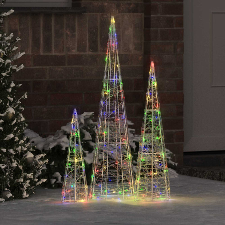 Vidaxx Sapin de Noël avec 90 LED 3 pcs multicolore 20 x 20 x 80 cm acrylique