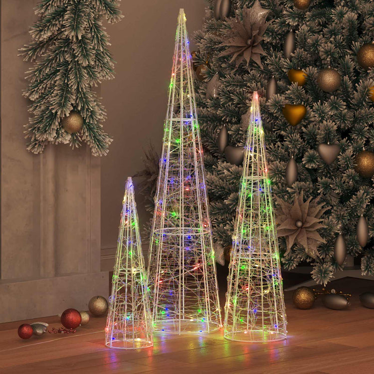 Vidaxx Sapin de Noël avec 90 LED 3 pcs multicolore 20 x 20 x 80 cm acrylique