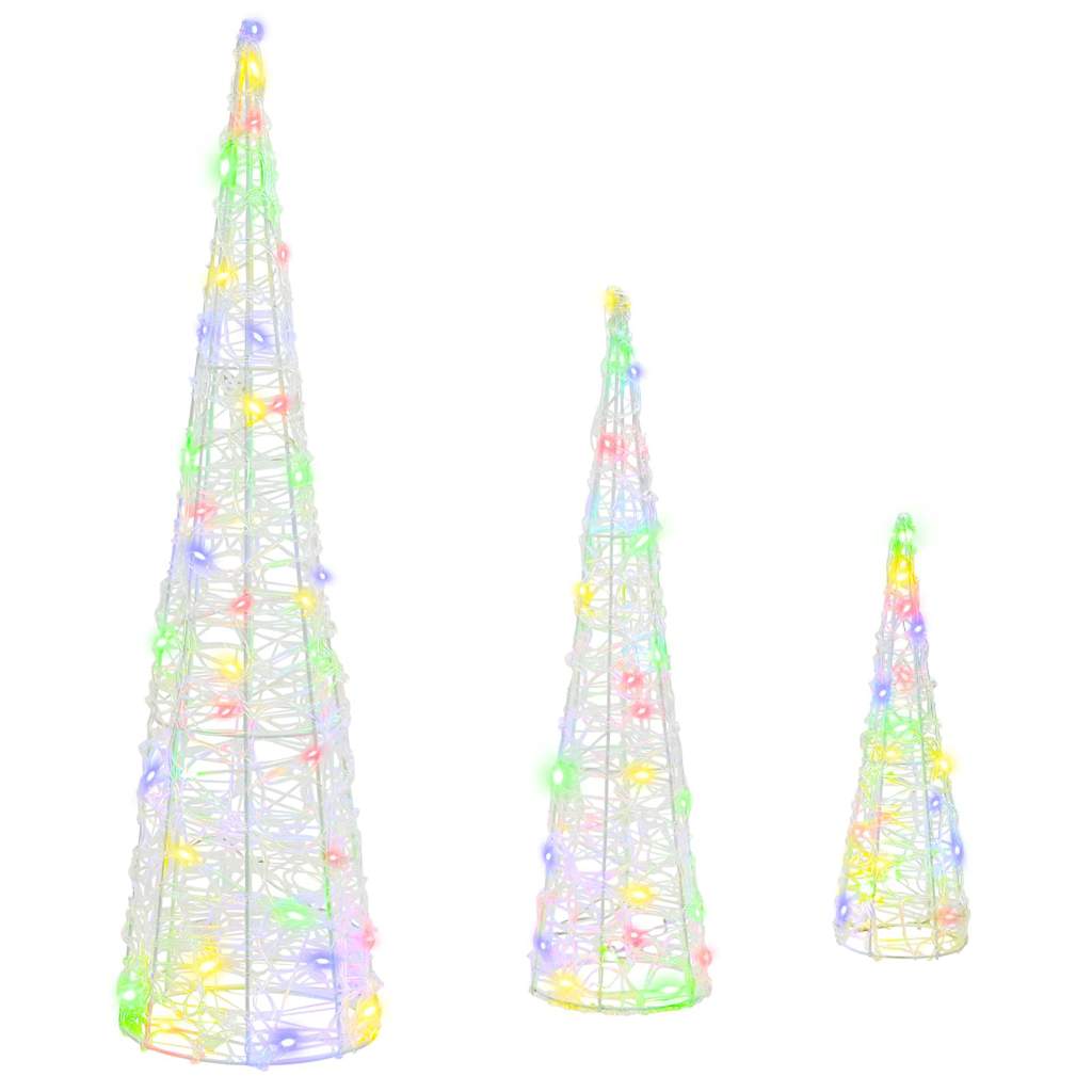Vidaxx Sapin de Noël avec 90 LED 3 pcs multicolore 20 x 20 x 80 cm acrylique