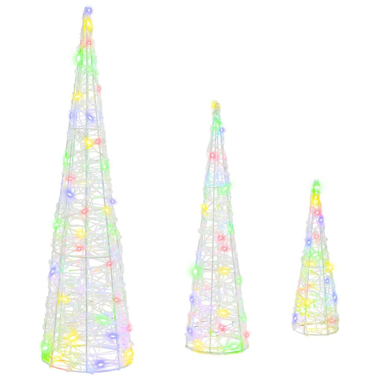 Vidaxx Sapin de Noël avec 90 LED 3 pcs multicolore 20 x 20 x 80 cm acrylique