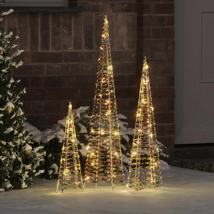 VidaXL Sapin de Noël avec 90 LED 3 pcs blanc chaud 20 x 20 x 80 cm capuchon