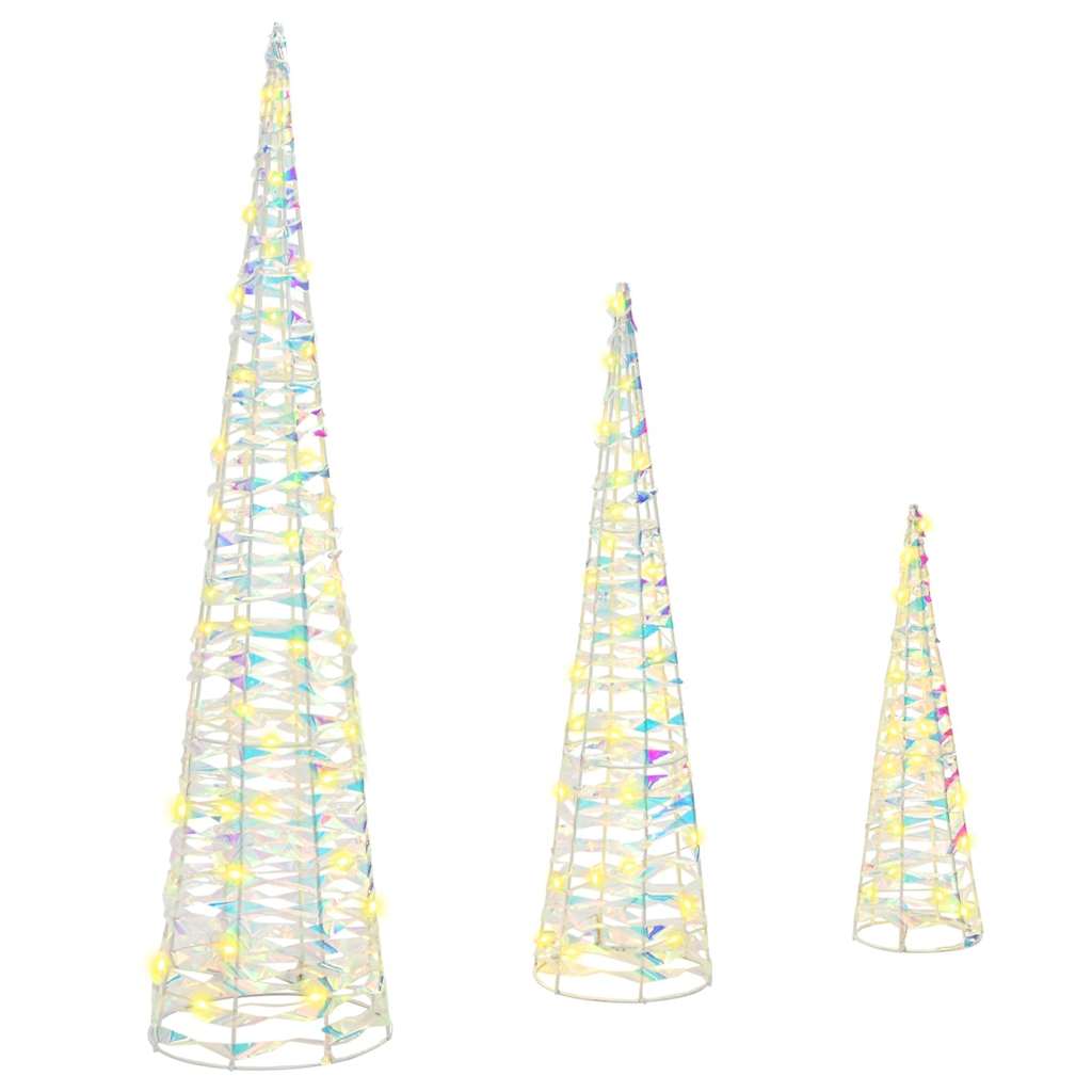 VidaXL Sapin de Noël avec 90 LED 3 pcs blanc chaud 20 x 20 x 80 cm capuchon