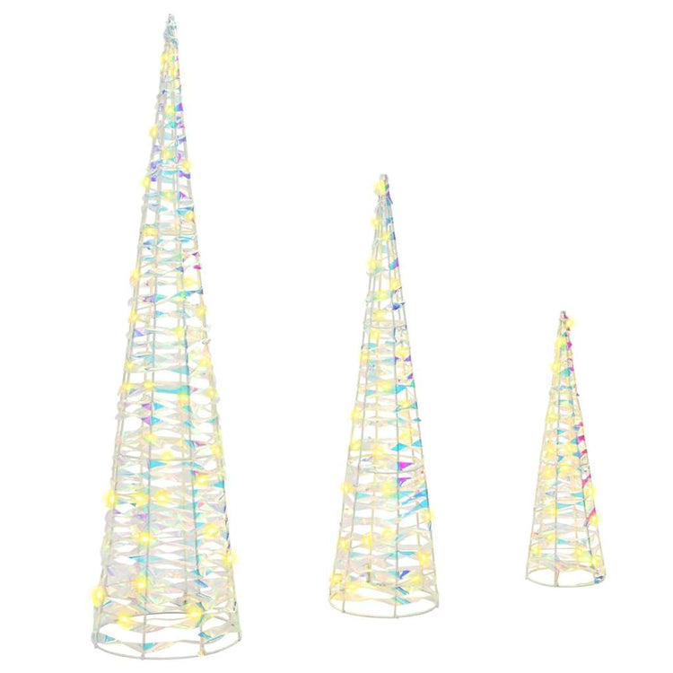 VidaXL Sapin de Noël avec 90 LED 3 pcs blanc chaud 20 x 20 x 80 cm capuchon