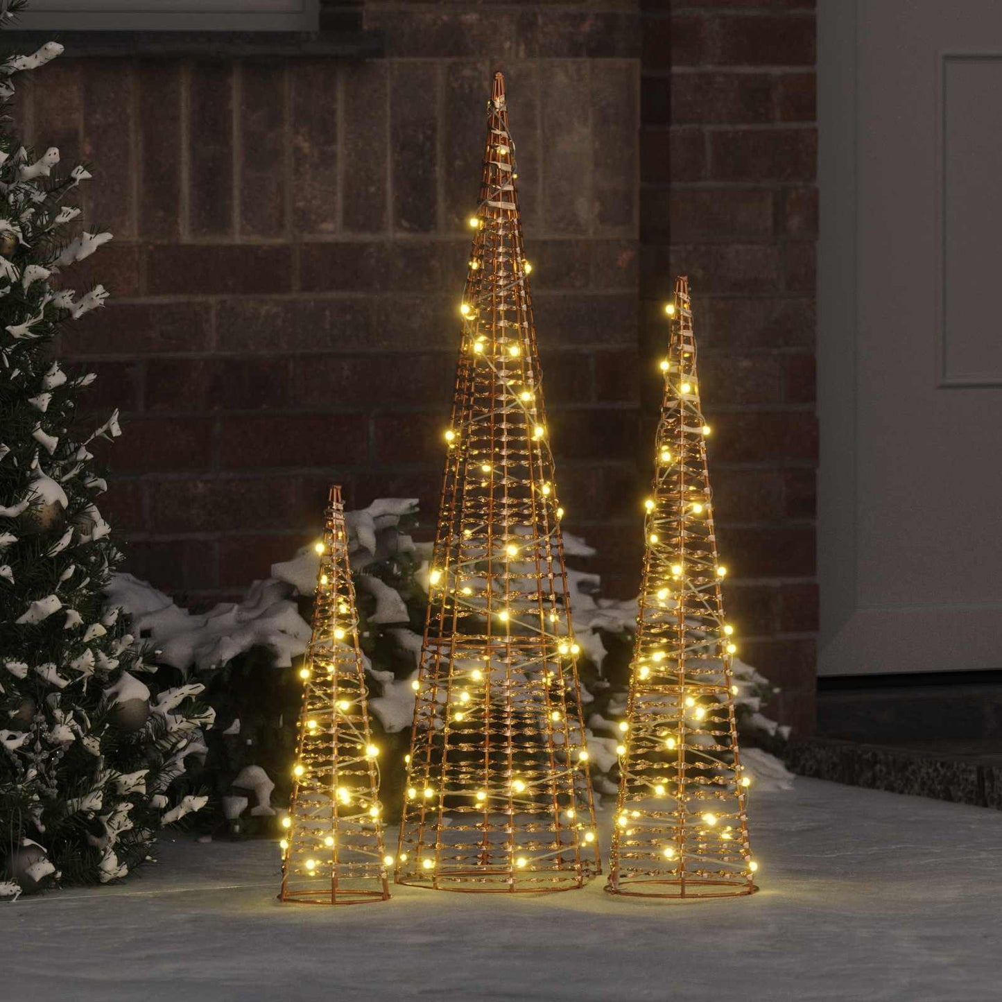 VidaXL Sapin de Noël avec 90 LED 3 pcs blanc chaud 20 x 20 x 80 cm capuchon