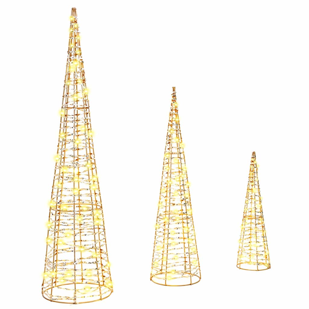VidaXL Sapin de Noël avec 90 LED 3 pcs blanc chaud 20 x 20 x 80 cm capuchon