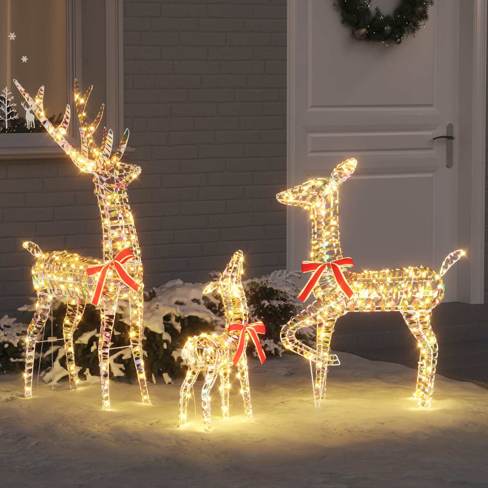 Vidaxx famille de rennes avec 300 LED 3 pcs blanc chaud 67 x 26 x 127 cm capuchon