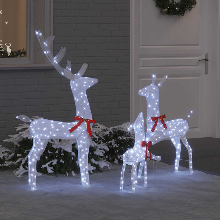 Vidaxx famille de rennes avec 300 LED 3 pcs blanc froid 68 x 26 x 127 cm tissu