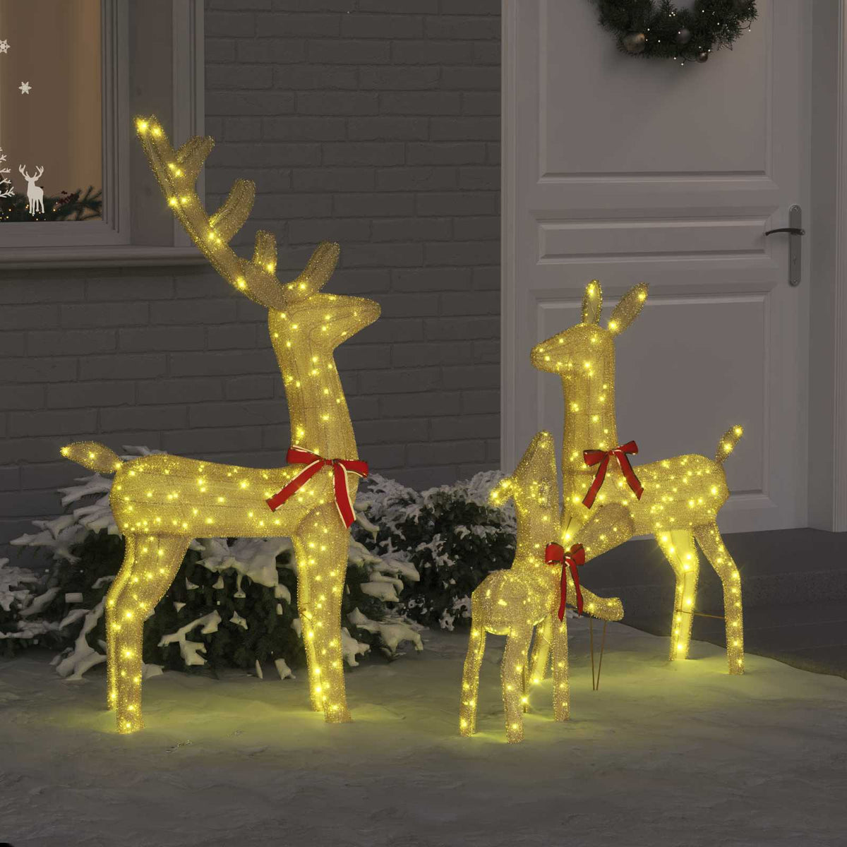 Vidaxx famille de rennes avec 300 LED 3 pcs blanc chaud 68 x 26 x 127 cm tissu