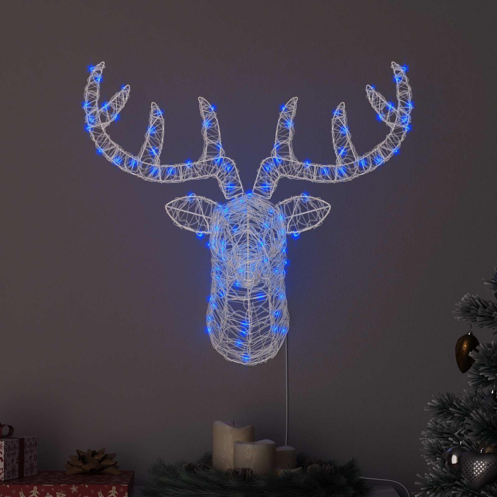 Vidaxx tête de cerf avec 140 LED bleu 68 x 36,5 x 62,5 cm acrylique