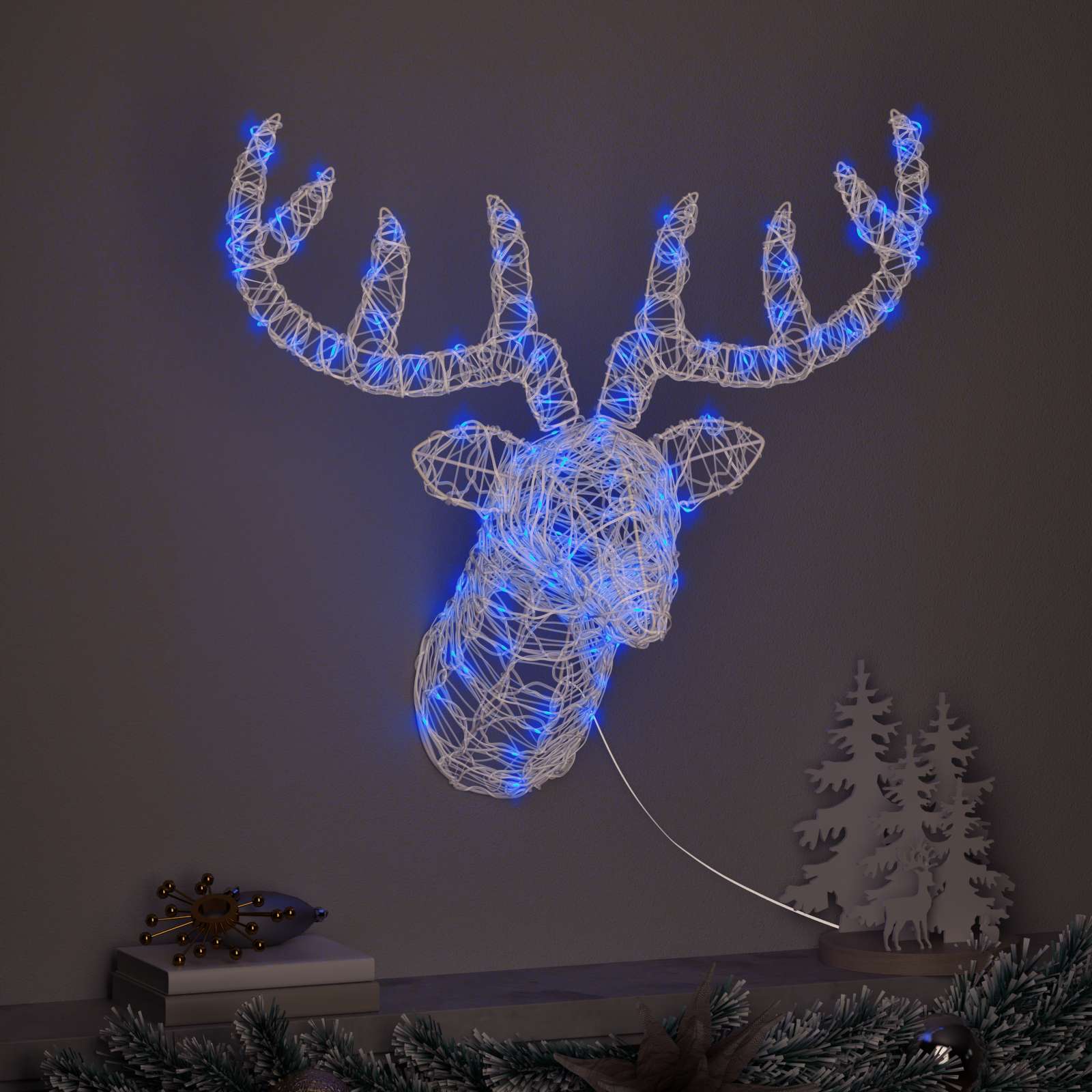 Vidaxx tête de cerf avec 140 LED bleu 68 x 36,5 x 62,5 cm acrylique