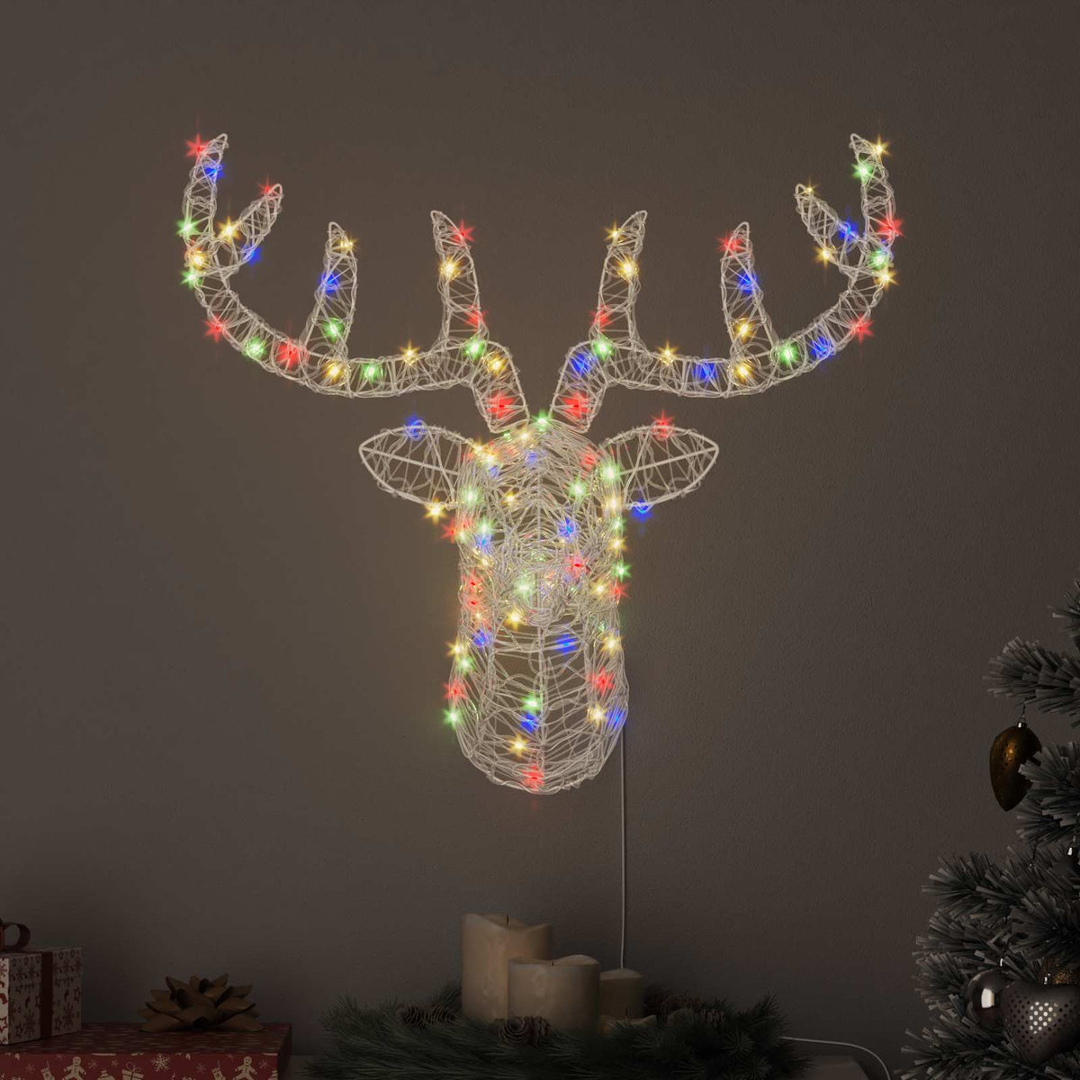 Vidaxx tête de cerf avec 140 LED colorées 68 x 36,5 x 62,5 cm acrylique
