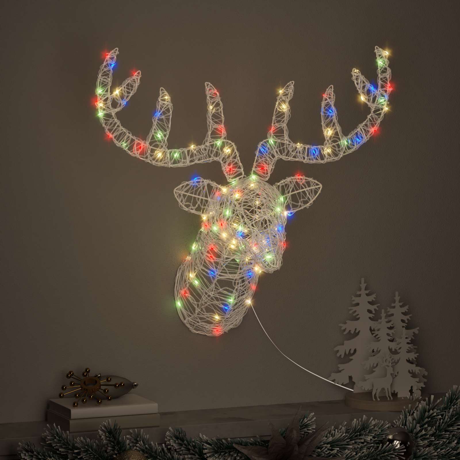 Vidaxx tête de cerf avec 140 LED colorées 68 x 36,5 x 62,5 cm acrylique
